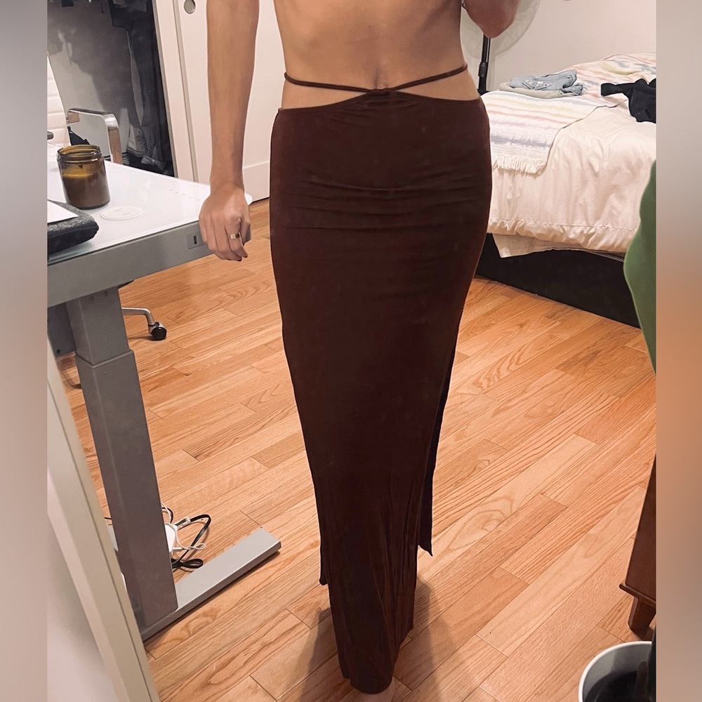 Indah Side Slit Skirt size Small - Brown